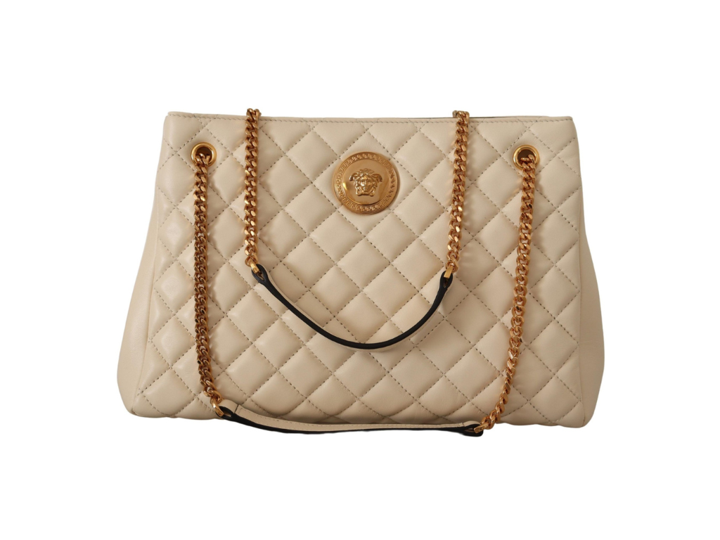 White Nappa Leather Medusa Large Tote Bag