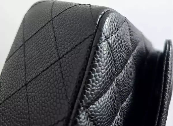 Preloved - BLACK CAVIAR MEDIUM CLASSIC DOUBLE FLAP SHOULDER QUILTED SILVER BAG