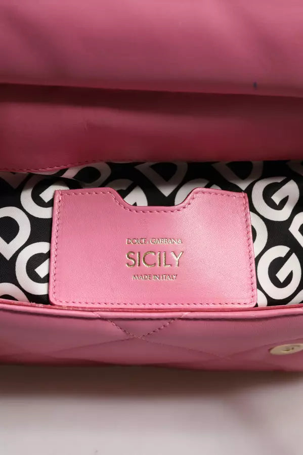Preowned - PINK LEATHER SICILY LOGO SHOULDER SATCHEL BAG