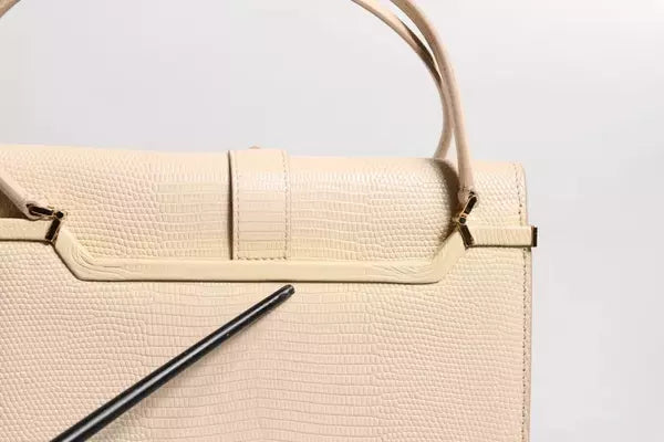 Preowned- BEIGE LEATHER INGRID TOP HANDLE SHOULDER BAG