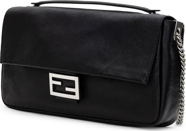 BLACK LEATHER SHOULDER BAG