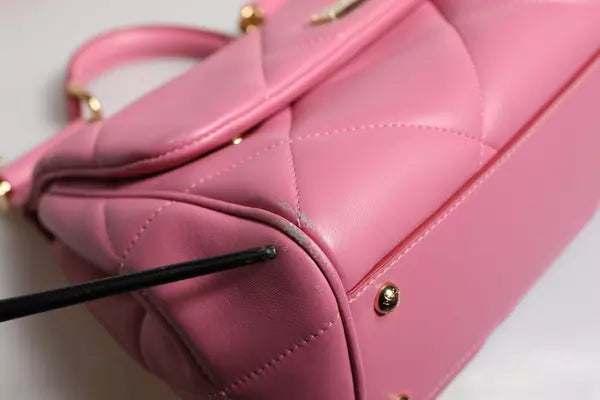 Preowned - PINK LEATHER SICILY LOGO SHOULDER SATCHEL BAG