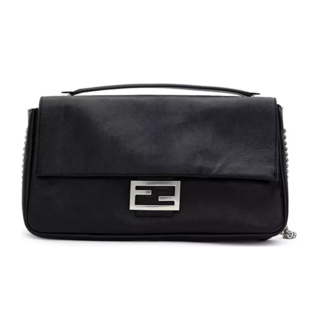 BLACK LEATHER SHOULDER BAG