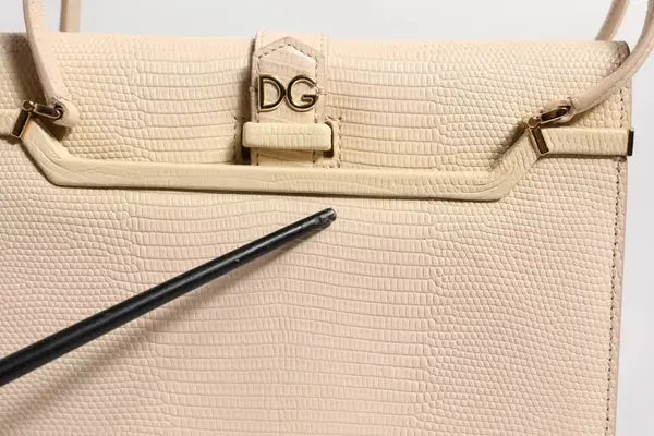 Preowned- BEIGE LEATHER INGRID TOP HANDLE SHOULDER BAG