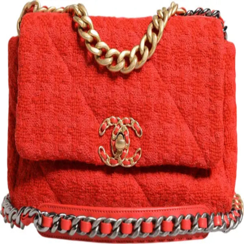 Preloved - RED TWEED 2WAY HAND CHAIN MEDIUM SHOULDER BAG PURSE