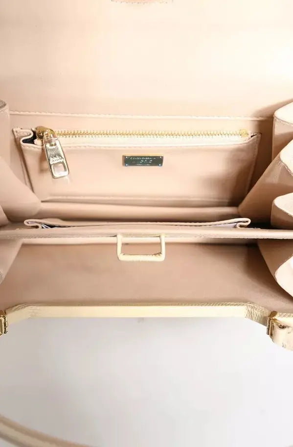 Preowned- BEIGE LEATHER INGRID TOP HANDLE SHOULDER BAG