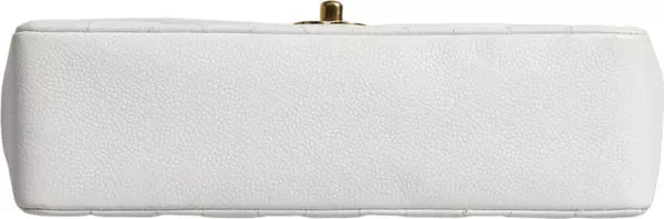 حقيبة كتف ديانا كلاسيكية متوسطة الحجم باللون الأبيض ومحفظة مطلية بالذهب