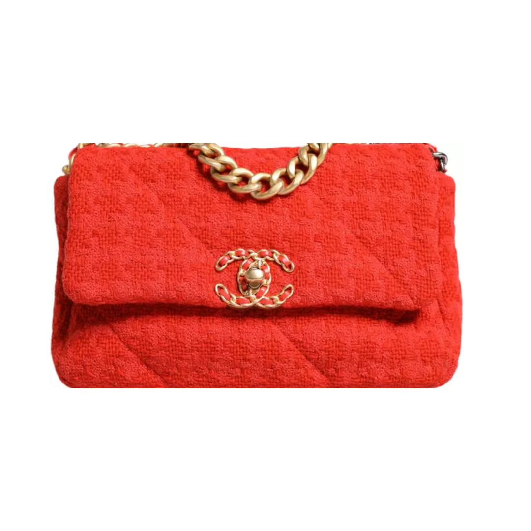 Preloved - RED TWEED 2WAY HAND CHAIN MEDIUM SHOULDER BAG PURSE
