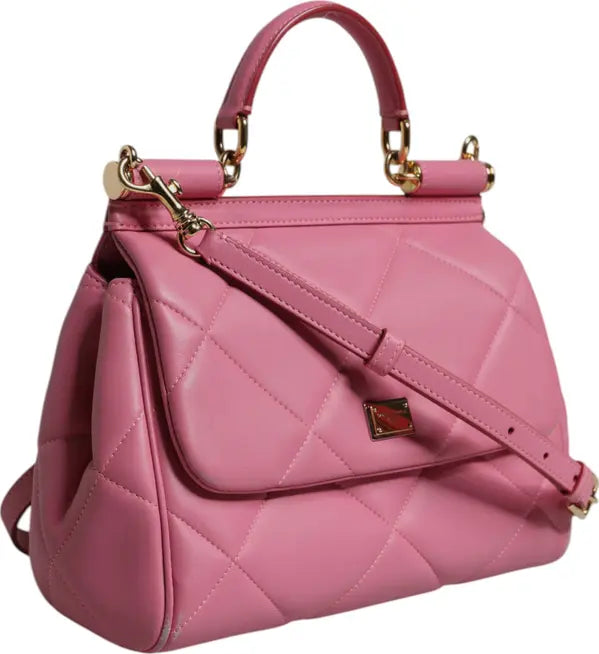 Preowned - PINK LEATHER SICILY LOGO SHOULDER SATCHEL BAG
