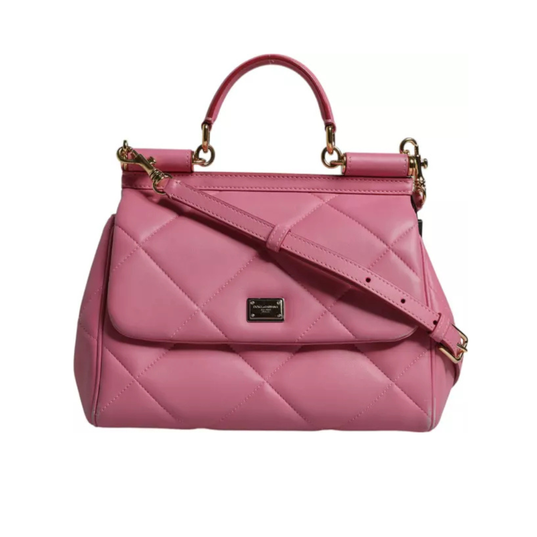 Preowned - PINK LEATHER SICILY LOGO SHOULDER SATCHEL BAG