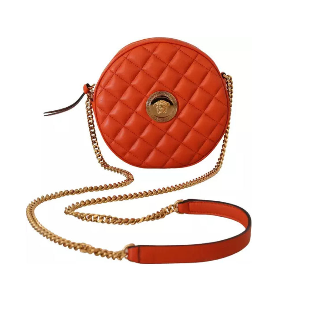 Elegant Round Nappa Leather Crossbody Bag