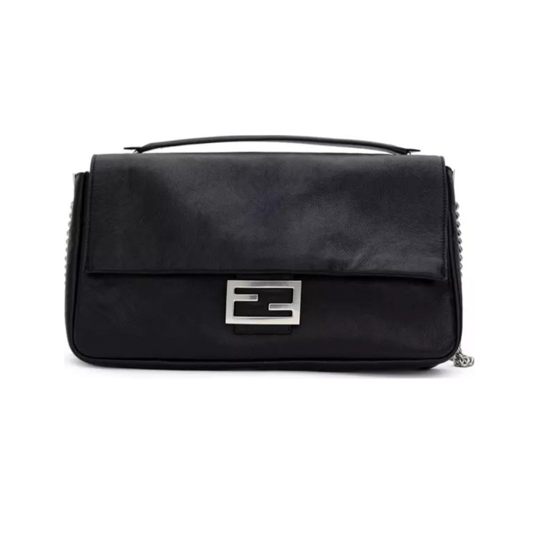 BLACK LEATHER SHOULDER BAG