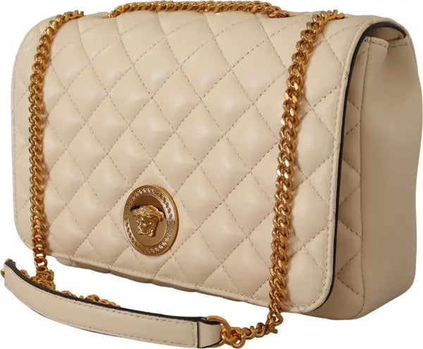 Versace Medusa White Nappa Leather Shoulder Bag