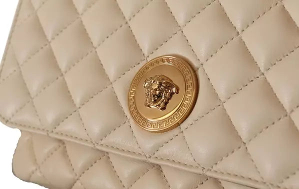 Versace Medusa White Nappa Leather Shoulder Bag