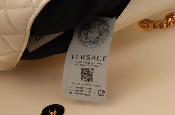 Versace Medusa White Nappa Leather Shoulder Bag