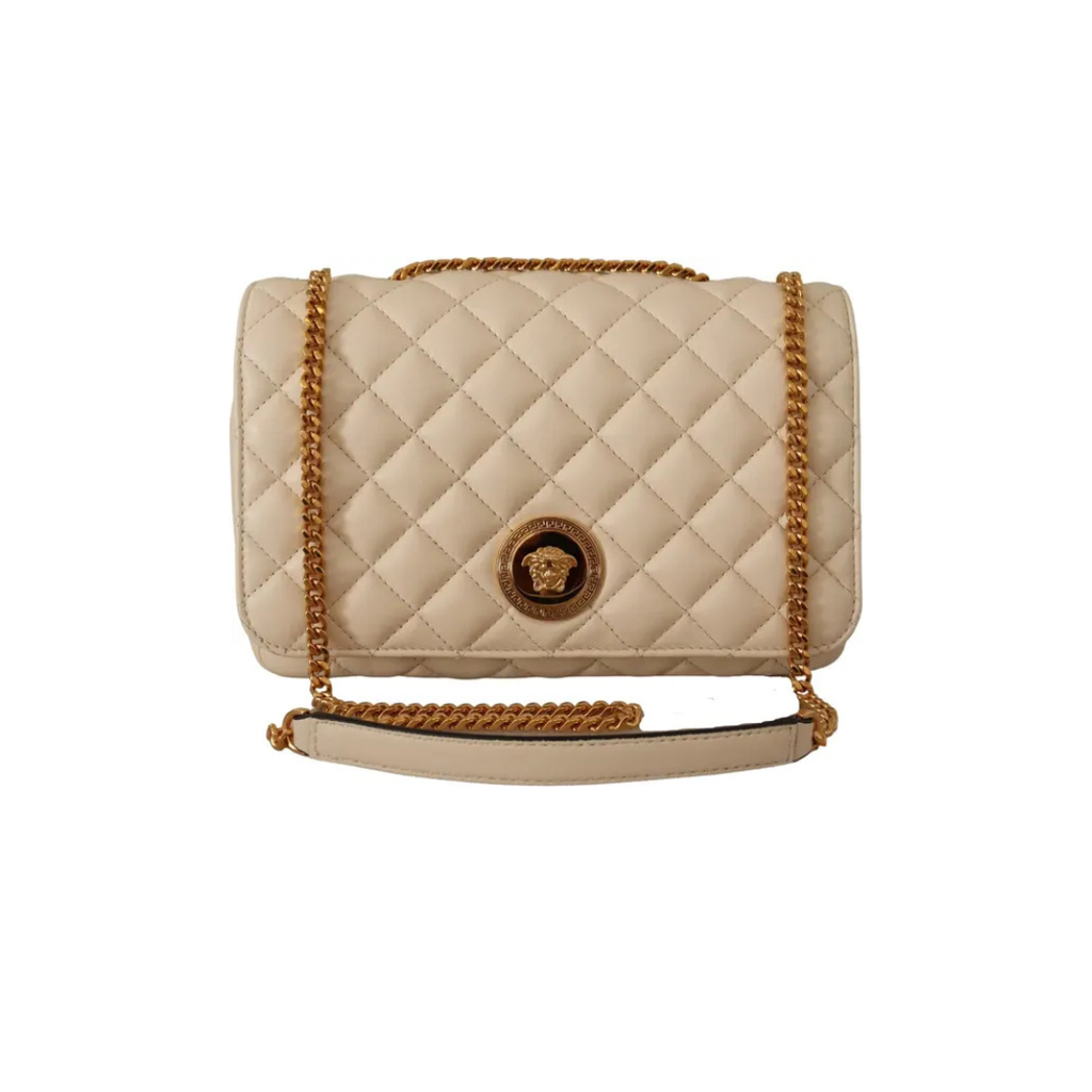 Versace Medusa White Nappa Leather Shoulder Bag