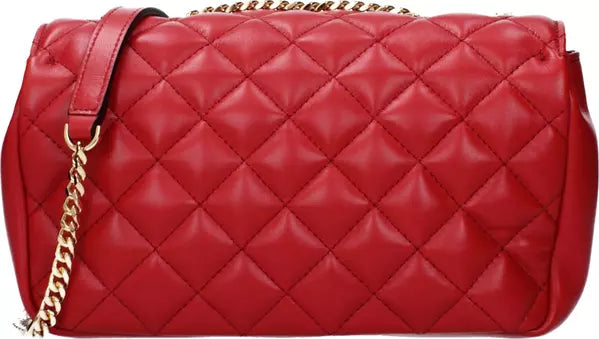 Versace Red Leather Shoulder Bag with Iconic Front Logo