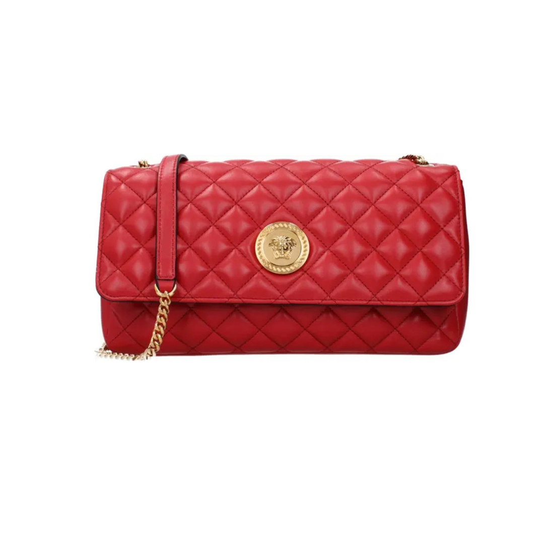 Versace Statement Red Leather Shoulder Bag