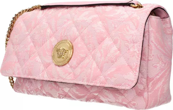 Versace Pink Fabric Shoulder Bag with Iconic Front Detail