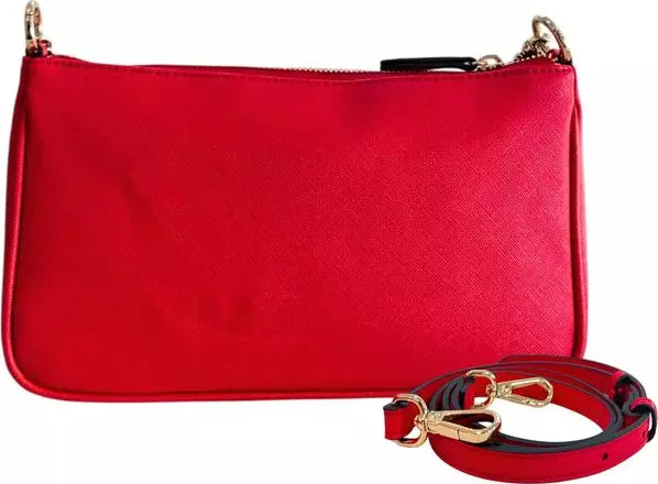 Twinset Milano Bold Red Crossbody Bag with Decorative Gold Chain – Authentic Italian Luxury