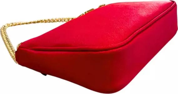 Twinset Milano Bold Red Crossbody Bag with Decorative Gold Chain – Authentic Italian Luxury