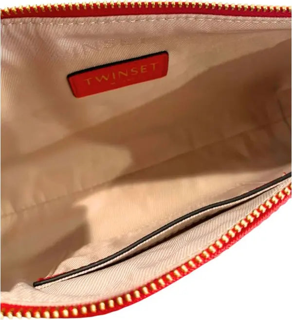 Twinset Milano Bold Red Crossbody Bag with Decorative Gold Chain – Authentic Italian Luxury