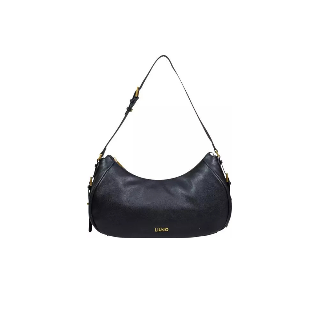 Liu Jo ECS Large Hobo Bag in Premium Eco-Leather – Elegant Black & Gold Edition