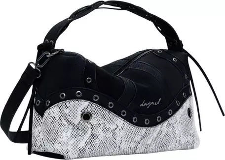Desigual Snake-Effect Patchwork Handbag – Edgy FW25 Statement Piece