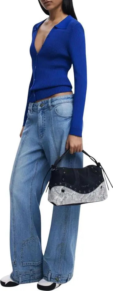 Desigual Snake-Effect Patchwork Handbag – Edgy FW25 Statement Piece