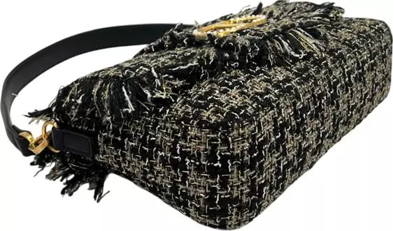 Twinset Milano Black Pearl-Embellished Shoulder Bag – Elegant Fringe Edition