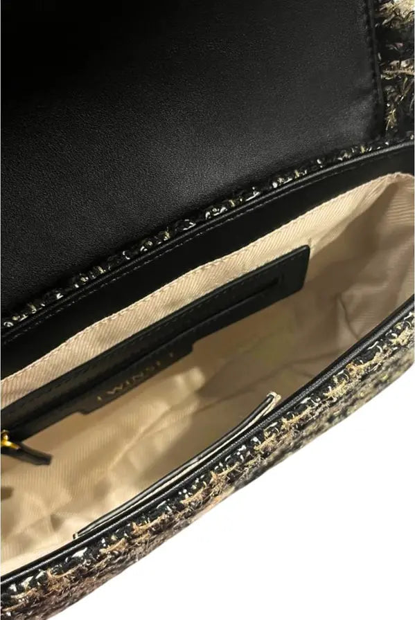 Twinset Milano Black Pearl-Embellished Shoulder Bag – Elegant Fringe Edition