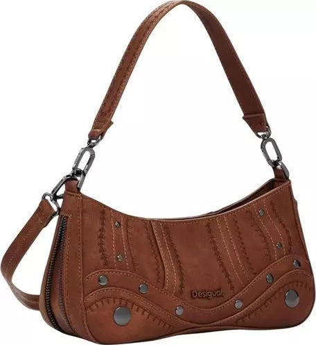 Desigual Beige Embroidered Patchwork Handbag – Artistic FW25 Small Edition