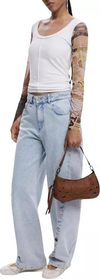 Desigual Beige Embroidered Patchwork Handbag – Artistic FW25 Small Edition