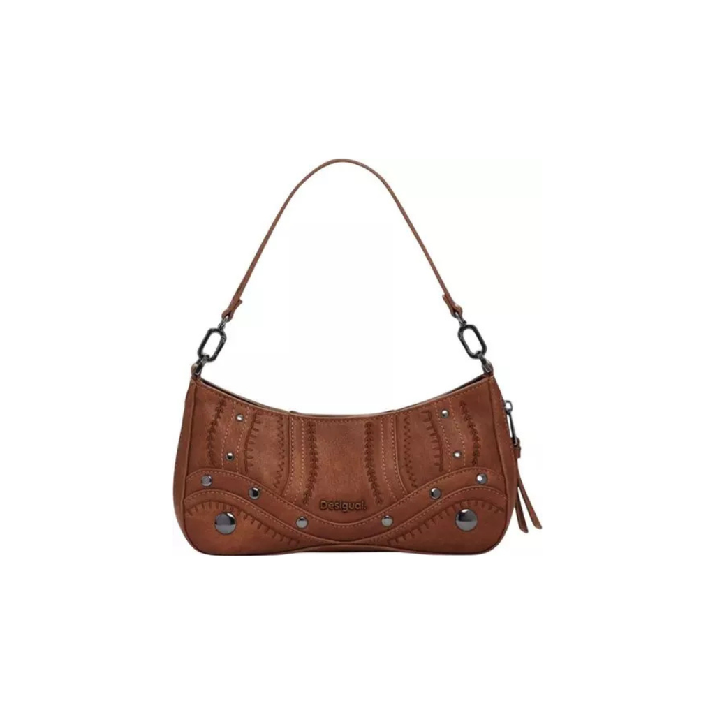 Desigual Beige Embroidered Patchwork Handbag – Artistic FW25 Small Edition