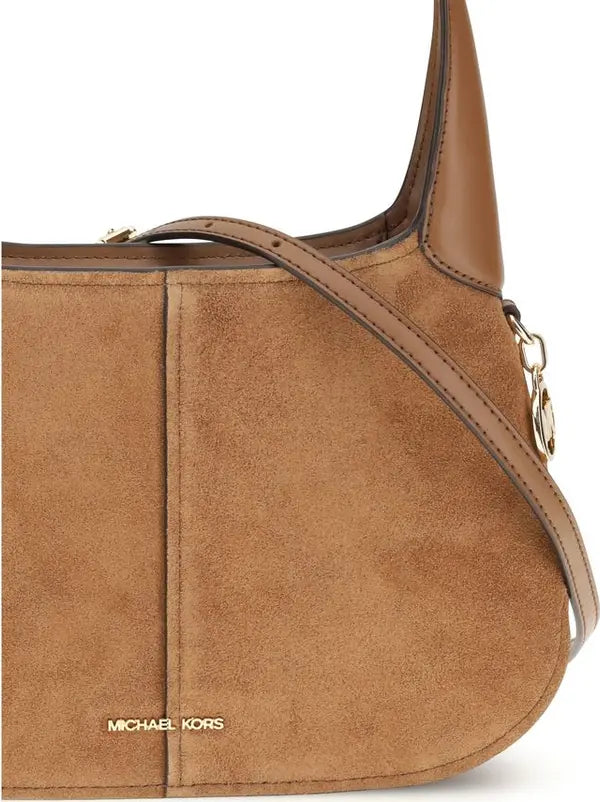 Michael Kors Alice Small Shoulder Bag – Premium Beige Suede & Calf Leather