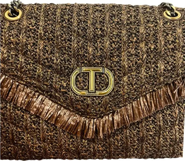 Twinset Milano Brown Fringe Shoulder Bag – Trendy Italian-Sourced Crossbody