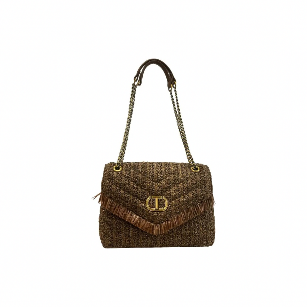 Twinset Milano Brown Fringe Shoulder Bag – Trendy Italian-Sourced Crossbody