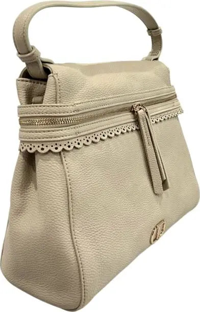 Twinset Milano Elegant Beige Shoulder Bag – Spacious Italian-Designed Handbag