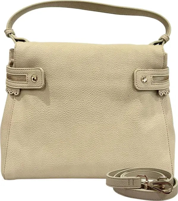 Twinset Milano Elegant Beige Shoulder Bag – Spacious Italian-Designed Handbag