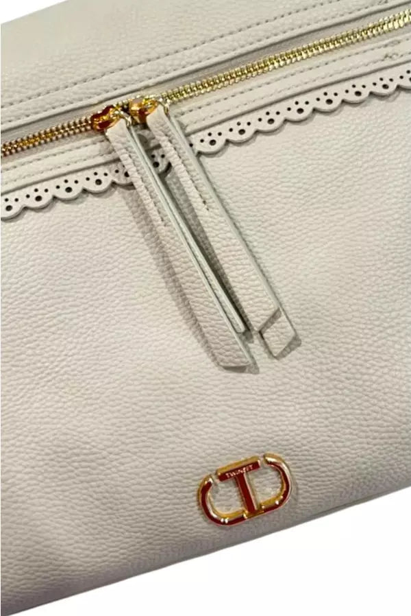 Twinset Milano Elegant Beige Shoulder Bag – Spacious Italian-Designed Handbag