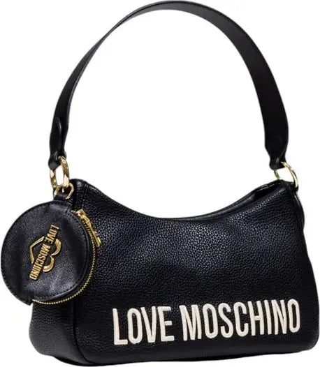 Love Moschino Black Medium Handbag with Gold Logo Charm – Chic FW25 Edition