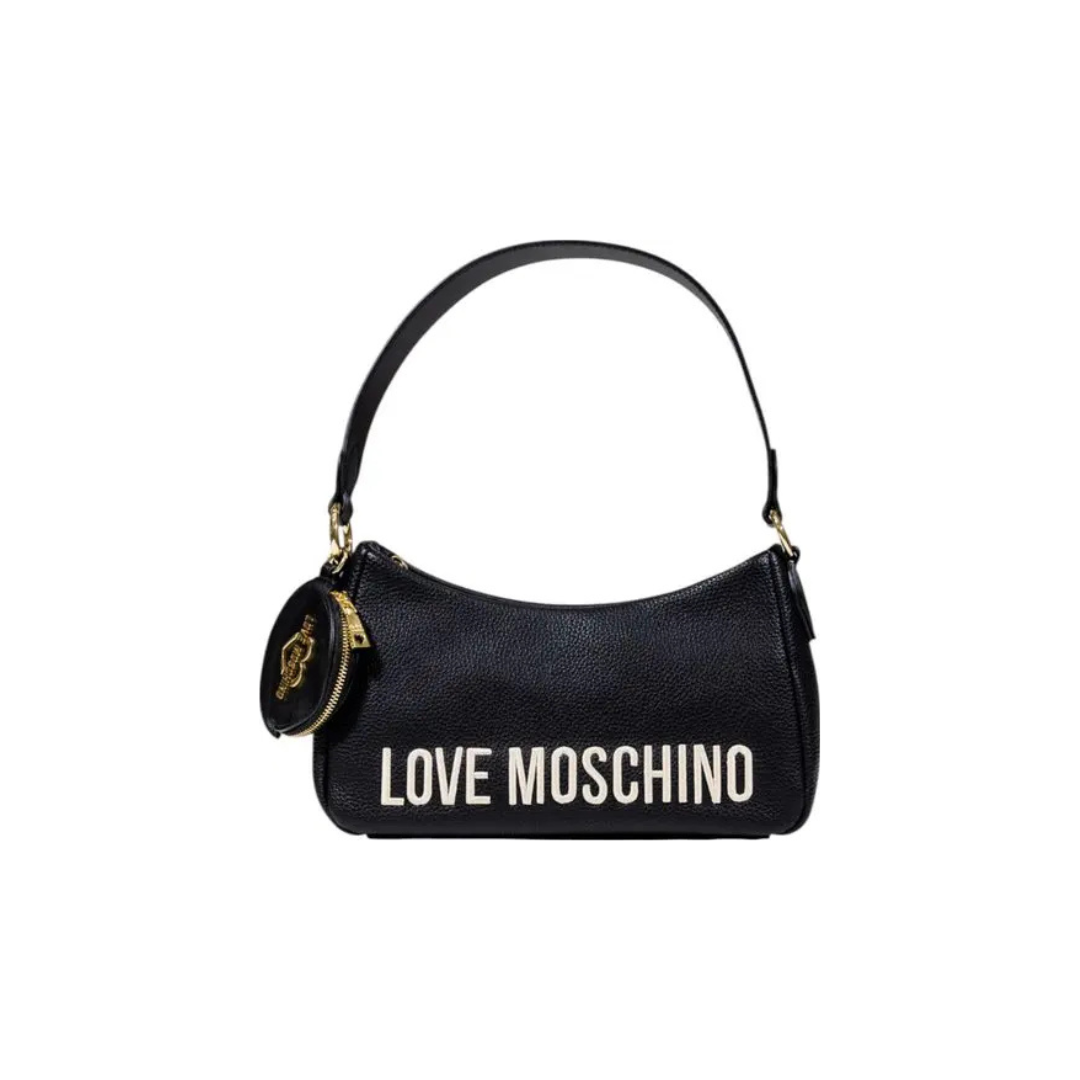 Love Moschino Black Medium Handbag with Gold Logo Charm – Chic FW25 Edition