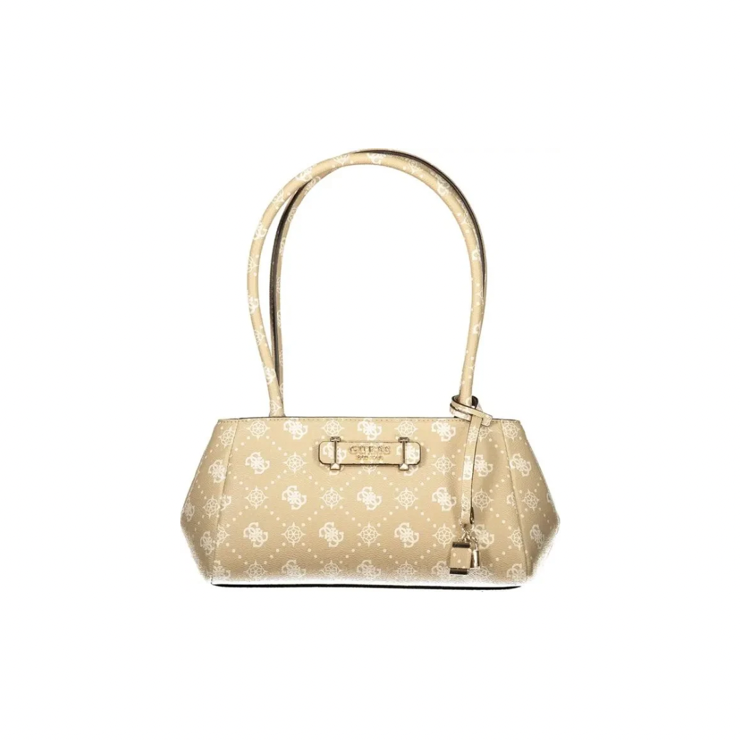 Guess Carrie Logo Handbag – Elegant Beige with Contrasting Details