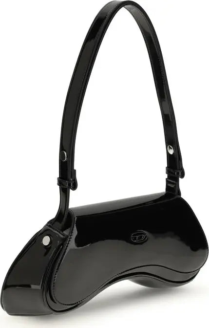 Diesel Play Shoulder Bag – Iconic Oval D Glossy Black Controller Bag (SS26)