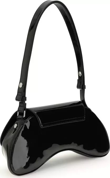 Diesel Play Shoulder Bag – Iconic Oval D Glossy Black Controller Bag (SS26)