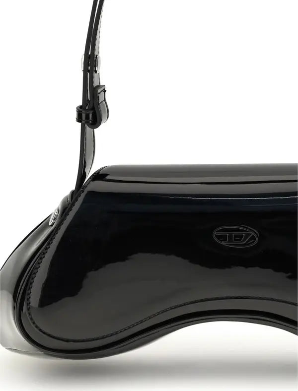 Diesel Play Shoulder Bag – Iconic Oval D Glossy Black Controller Bag (SS26)