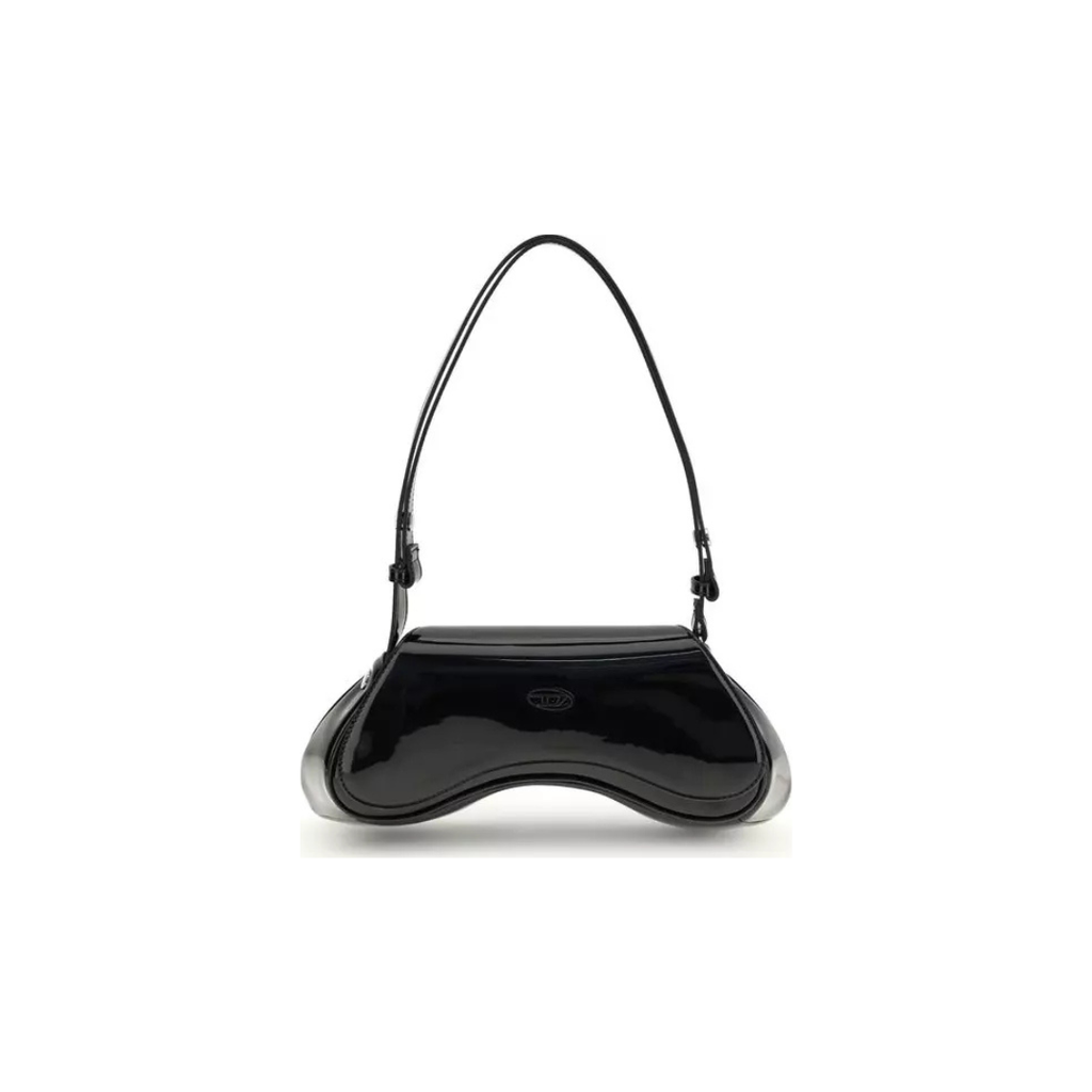 Diesel Play Shoulder Bag – Iconic Oval D Glossy Black Controller Bag (SS26)
