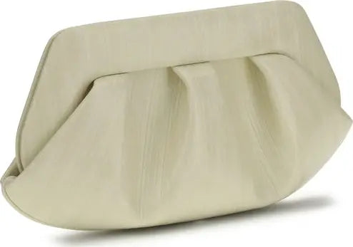 THEMOIRè Bios Baguette – Pearl White Striped Vegan Leather Clutch (SS26)