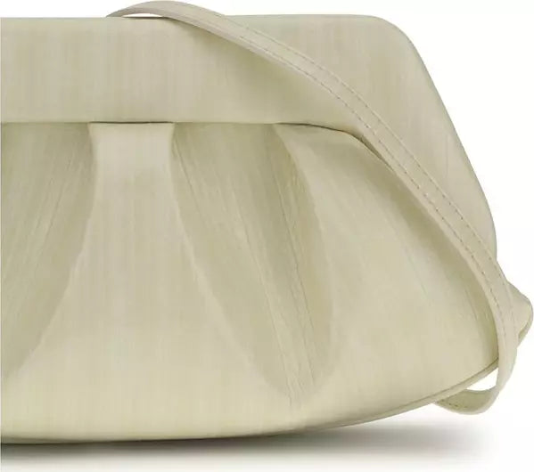 THEMOIRè Bios Baguette – Pearl White Striped Vegan Leather Clutch (SS26)