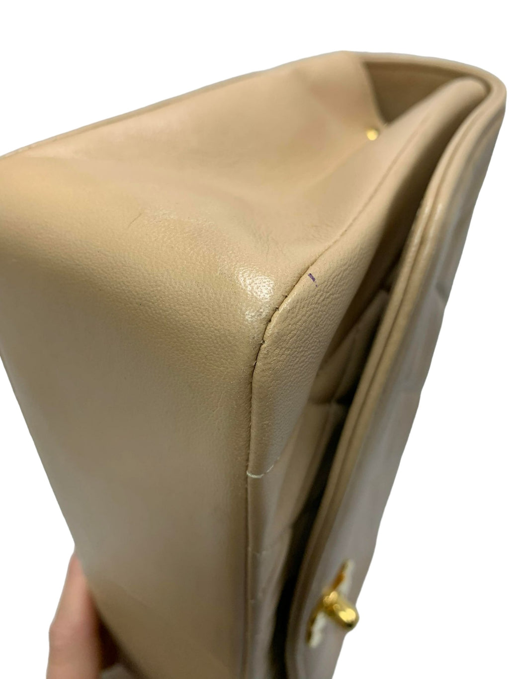 بطانية ديانا فينتيج متوسطة الحجم من جلد الحمل المبطن الكلاسيكي باللون البيج